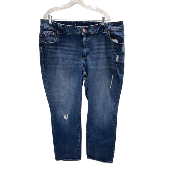 Lane Bryant Jeans Women's Size 24 Average Distressed Straight Leg Genius Fit - Picture 1 of 10